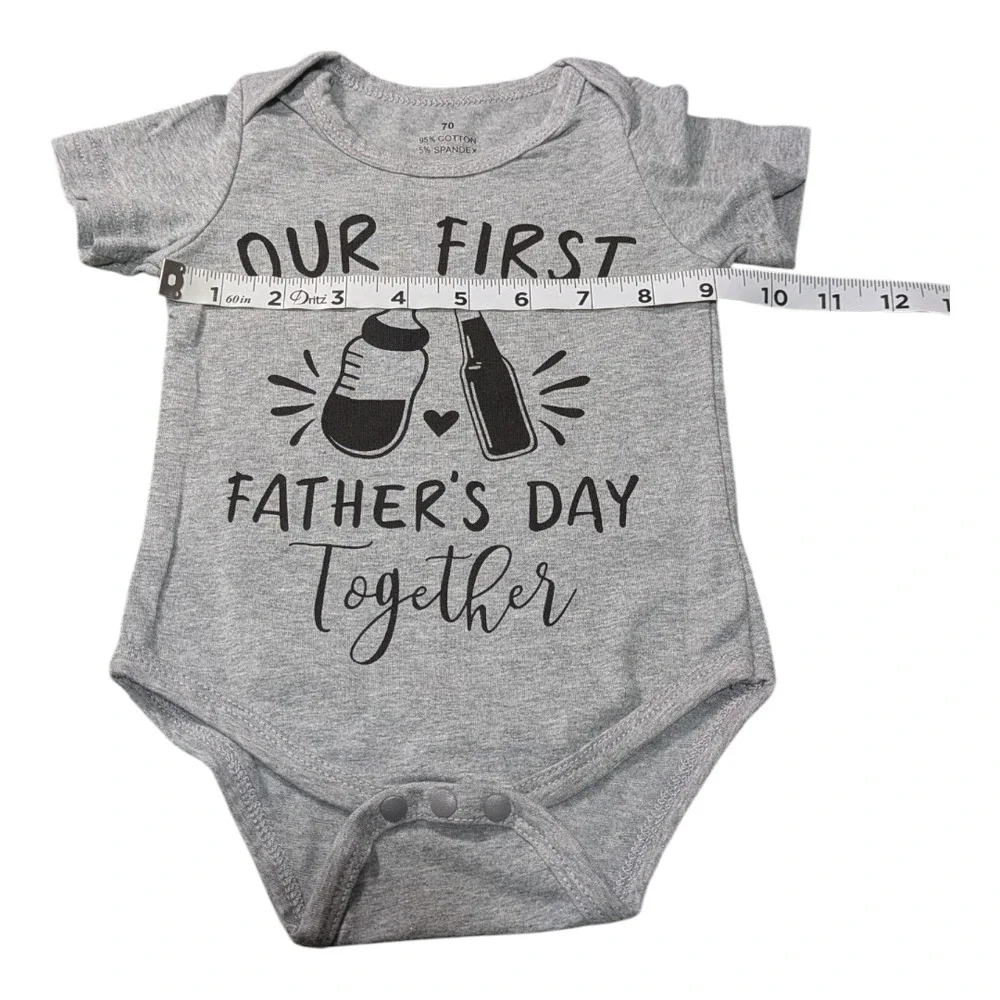 Baby Clothes - Funny Humor - Our First Fathers Day  - 6-9 Month - One piece